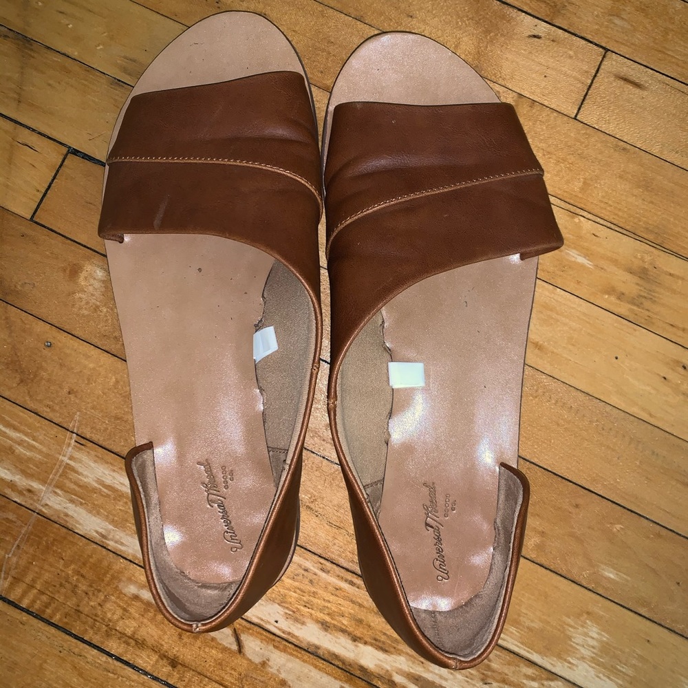 Brown faux leather sandals size 8